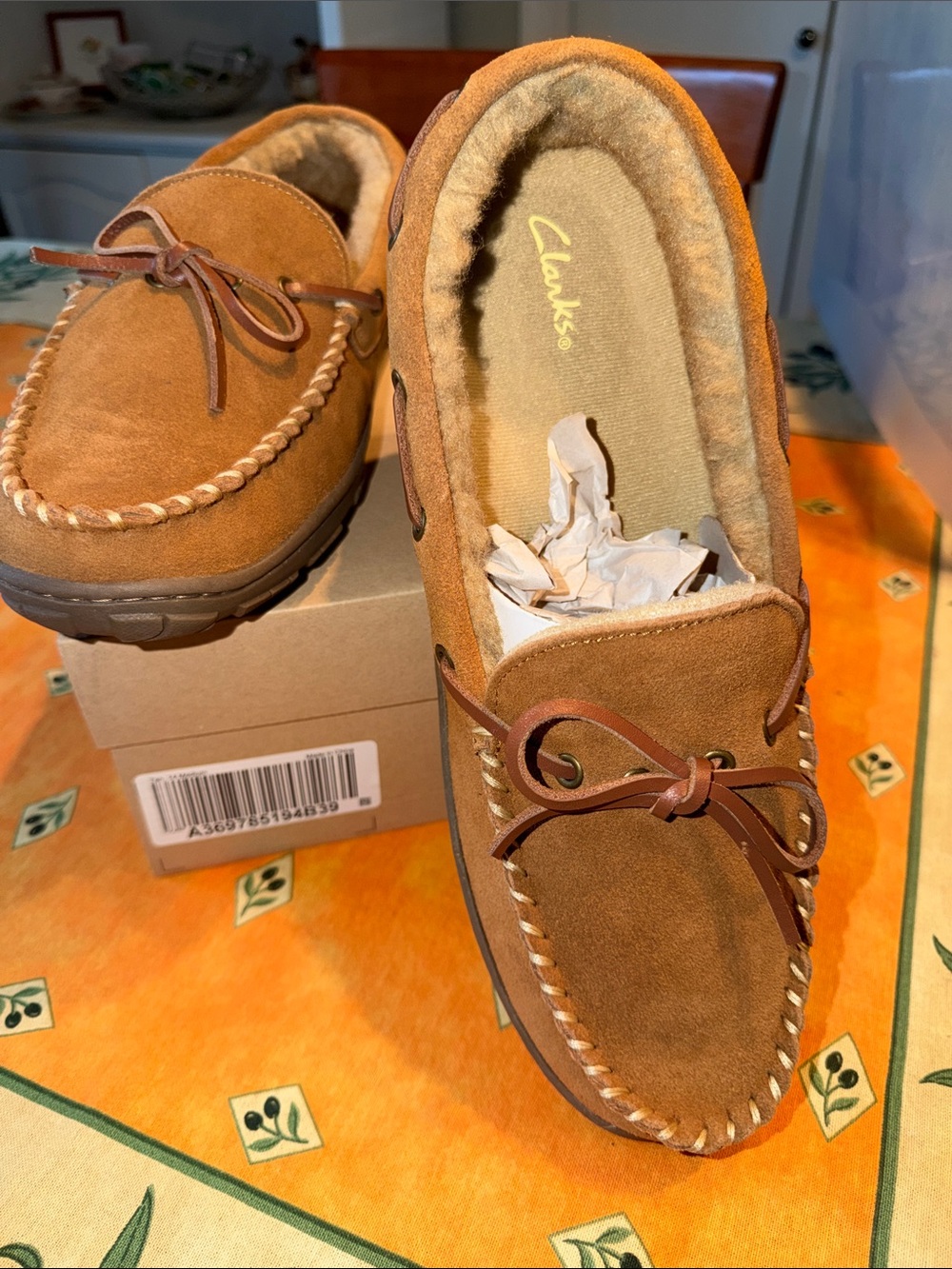 Clarks Men’s Chestnut Suede Moccasin Slippers